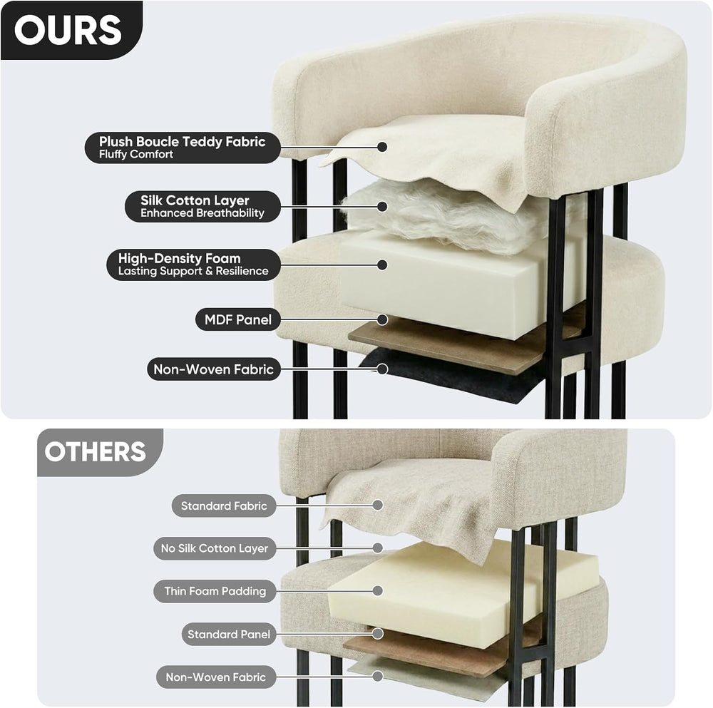 SIMTONAL Upholstered Dining Chairs Set of 4, Boucle Barrel Chairs with Arm