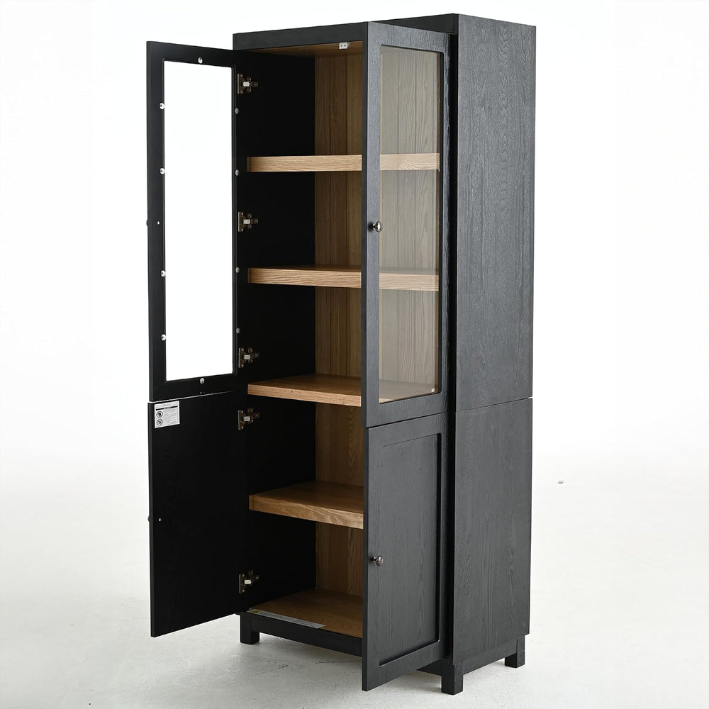 LUMISOL 74.5" Tall Kitchen Pantry Cabinet with Glass Doors & Adjusta...