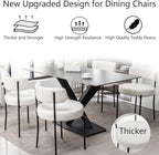 White Boucle Dining Chairs Set of 6, Upholstered Dining Room Chairs with Black Metal Legs, Round Modern Dining Chair for Dining Room, Kitchen