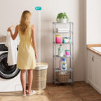 SINGAYE 6 Tier Shelf Wire Shelving Adjustable Storage Shelves Rack Standing Units for Kitchen Closet Laundry Bathroom Organizers Metal Pantry Narrow Mesh Gaps 10" D x 16" W x 60" H Gray
