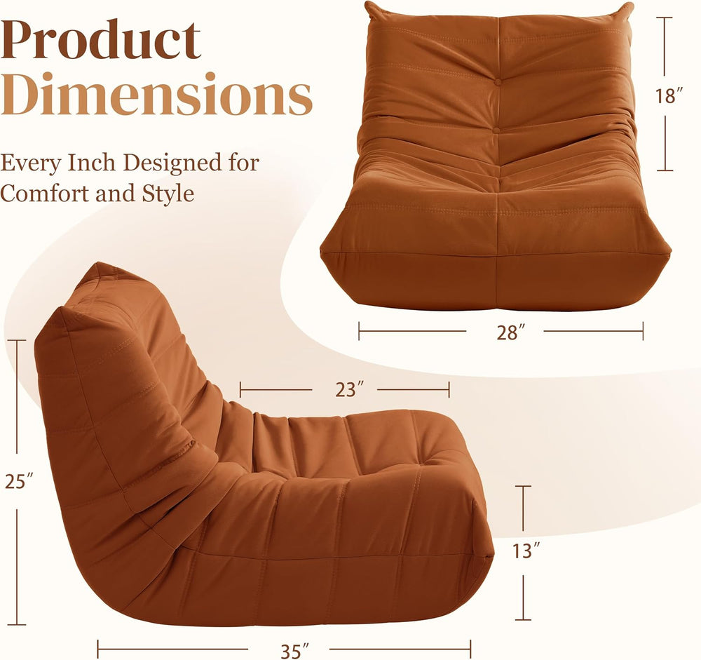 Gazecaia Oversized Suede Bean Bag Chair, Memory Foam Fireside Lounge