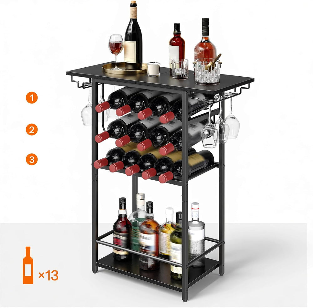 HOOBRO 5-Tier Wine Rack with Glass Holder, Wine Storage Freestanding Floor, V...