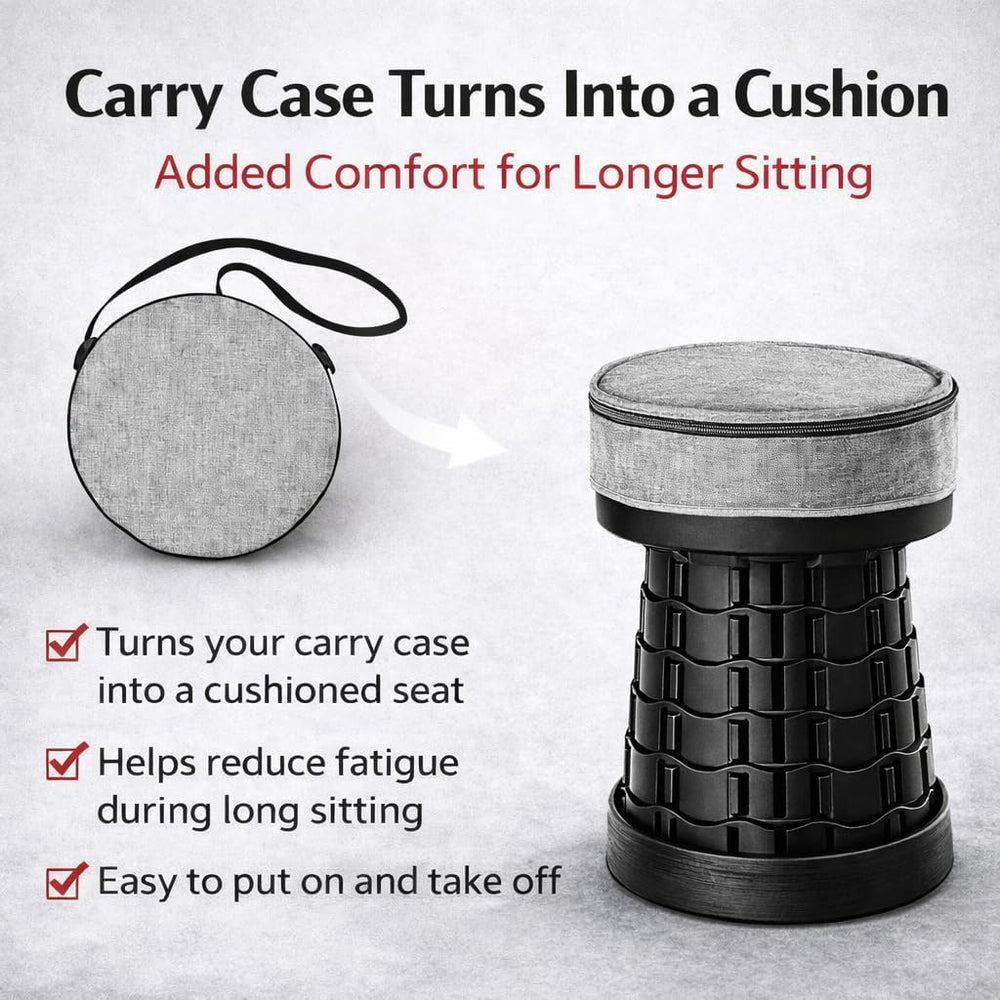 Telescoping Folding Camping Stool, Portable Adjustable Height Outdoor Chair, ...