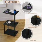 Faesun Swivel Side Table for Couch Arm, Adjustable C End Table for Recliner or Bed, Tv Trays with Storage Shelf for Small Spaces Small Nightstand Table for Living Room, Bedroom