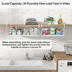 Expandable Under Cabinet Shelf Organizer with 1.25 Inches Thick Clips, Heavy Duty Extendable Under Shelf Storage Basket for Pantry or Laundry Room, White, 2 Pack, Interior: 5.7" H x 8.54" D