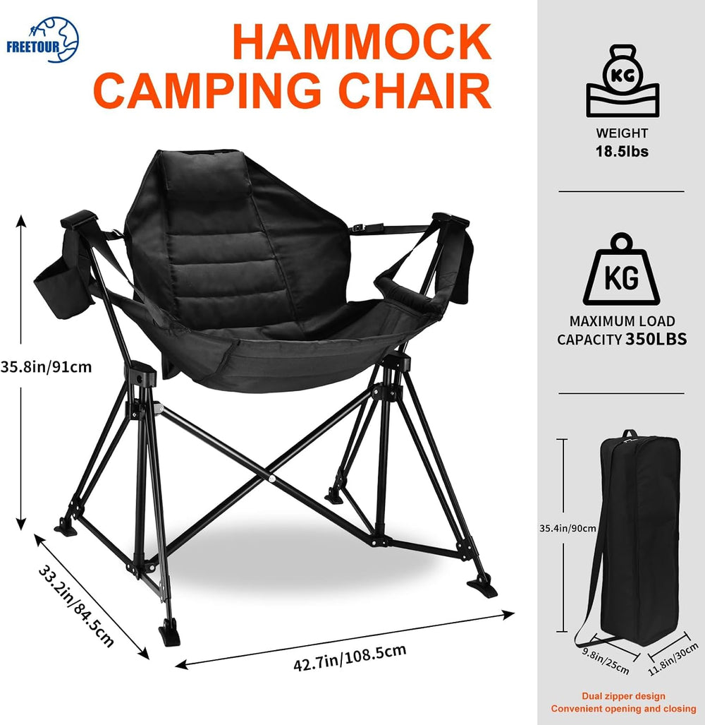 Hammock Camping Chair Folding 350lbs Foldable Portable Rocking Chairs for Adu...