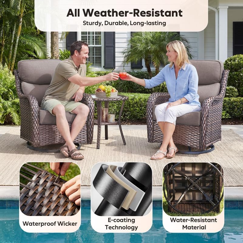 Outdoor Wicker Patio Furniture Sets of 4 High Back with Ottomans, 6''...