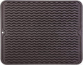 Silicone Dish Drying Mat for Multiple Usage,Easy clean,Eco-friendly,Heat-resistant Silicone Mat for Kitchen Counter or Sink,Refrigerator or drawer liner Coffee L 16 inches x 12 inches