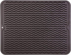 Silicone Dish Drying Mat for Multiple Usage,Easy clean,Eco-friendly,Heat-resistant Silicone Mat for Kitchen Counter or Sink,Refrigerator or drawer liner Coffee L 16 inches x 12 inches