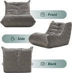 Hobestluk Giant Bean Bag Chair Lazy Floor Sofa, Memory Foam Fireside Sofa for Adults, Big Beanbag Faux Leather Armless Chair for Living Room Bedroom Dorm Office (Grey, Single)