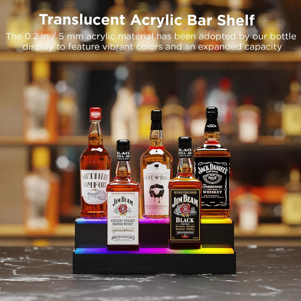 Dethan 2 Tier 15 Inch Liquor Bottle Display Shelf - Wine Racks with Multi-Col...