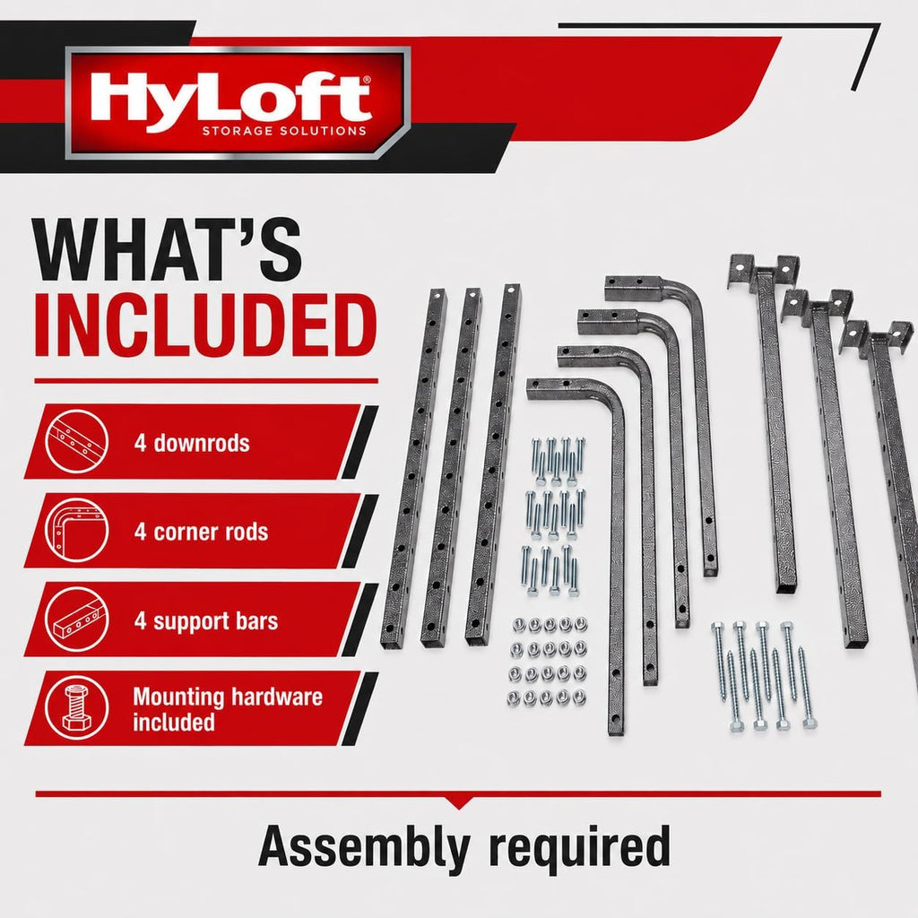 HyLoft Adjustable Garage Ceiling Mount Storage Rack Kit, Ceiling Shelving Mounts, 34 in. x 26 in., 80844-10, Hammertone