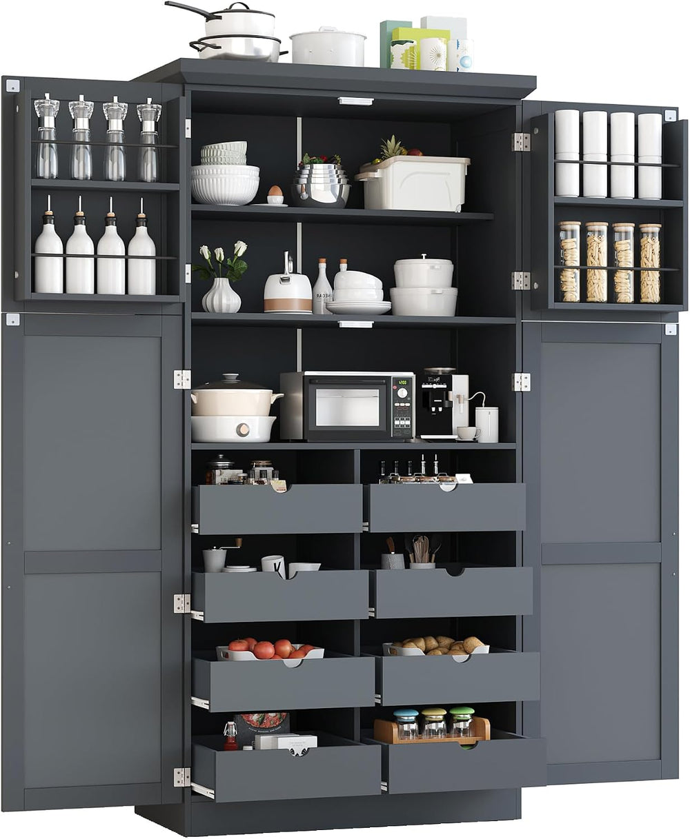 35.5x17.6x70.9inch Freestanding Kitchen Pantry Cabinet, Tall Storage Cabinet ...