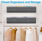Budding Joy 60L Under Bed Storage Containers, Storage Bins with Clear Lids, Foldable Closet Organizers Storage Bags for Wrapping Paper, Blankets, Clothes, Shoes, Comforter, Sweaters, Sheets
