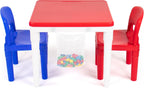 Humble Crew Kids Activity Table and 2 Chairs Set, White/Blue/Red - 2-in-1 Toddler Play Table Building Blocks Compatible - Premium Children’s Table and Chair Set for Arts, Crafts, Reading and More