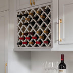 Solid Wood RTA Wine Bottle Rack Wall Cabinet with Lattice Panels - Bottle Holder Storage for Bar, Pantry, or Wine Cellar - Mocha Finish Countertop Solution (White, 24'W 12'D 30'H)