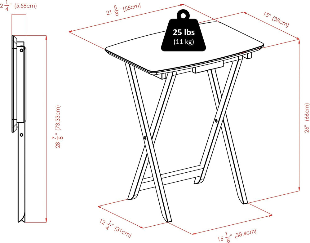 Winsome Darlene Set of 2 Foldable Snack Tables, Walnut, 26" | Easy to St...
