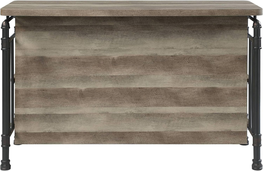 Antique Oak and Sandy Grey 5-Shelf Kitchen Island with Wood+Metal | Wood and ...