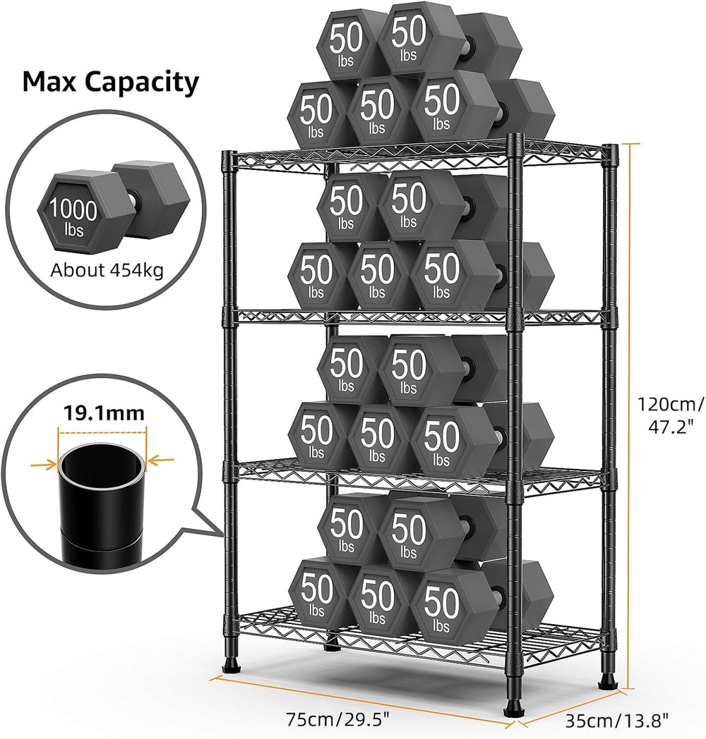 M MZG 1000 lbs Storage Shelving Steel Heavy Duty 4-Tier Utility Shelving Unit...
