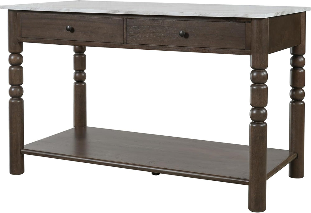 Merax Kitchen Island with Storage, 4 Drawers, Farmhouse Wood Island Table | K...