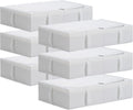 TYEERS Under Bed Storage Containers, Durable Fabric, Washable, Collapsible, Under Bed Storage Bins for Clothes, Blankets, Sheets, Shoes, 27.5x16.5x7 Inches, 6-Pack, White