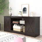 4 EVER WINNER Farmhouse TV Stand for 65 Inch TV, Espresso Entertainment Center for 65 Inch TV, Modern Farmhouse Television Stands for TVs up to 70, Espresso TV Stand for Flat Screens 65