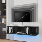HOMMPA Floating TV Stand with LED Lights for TVs up to 65 Inch, Wall Mounted Entertainment Center with Storage, Modern High Glossy Media Console for Living Room, Bedroom, Black