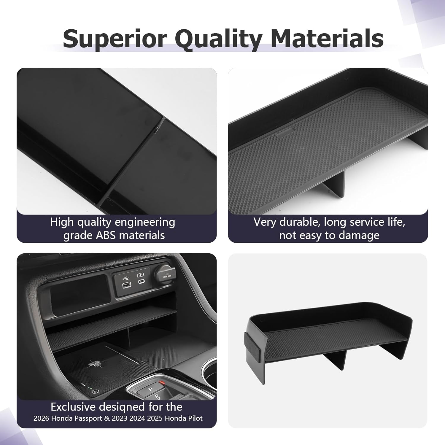 LUWU 2026 Passport Center Console Organizer Compatible with 2023 2024 2025 Pilot & 2026 Passport Interior Accessories Armrest Storage Box Tray Organizer Insert Tray 2025 Pilot Accessories Black