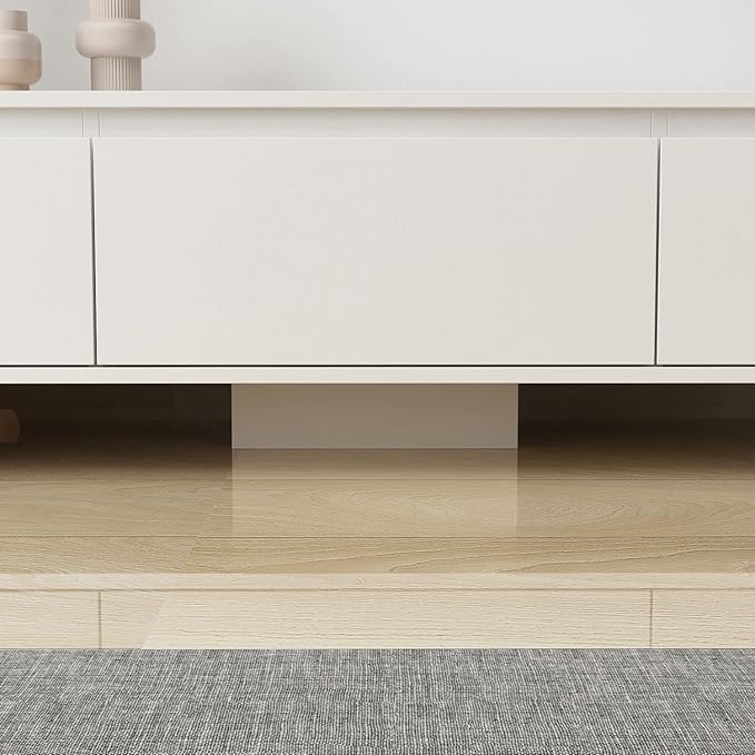 FAMAPY Extendable TV Console Table Modern TV Cabinet with Drawers, Contemporary Entertainment Center Media Storage Console Table for Living Room White (65.4-106.3”W x 15.7”D x 15.4”H)
