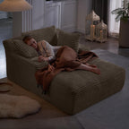 Oversized Chaise Lounge Chair Indoor,50" W Upholstered Corduroy Sofa with 3 Pillows,Comfy Fluffy Cloud Couch,Modern Deep Seat Sofa,Single Sleeper Sofa Chair for Livingroom,Bedroom,No Assembly(Brown)