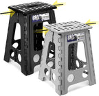 Delxo 17.5 Inch Folding Step Stool, Foldable Stool for Adults,Premium Portable Collapsible Plastic Step Stool,Non Slip Folding Stools for Kitchen Bathroom Bedroom (Black + Grey)