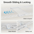 VIPEK X1 Expandable Clothes Rack Heavy Duty Adjustable from 2' to 3'5" with Flexible Shelves and Hanger Rods Metal Garment Racks Portable Closet Rack Clothing Racks for Hanging Clothes, White