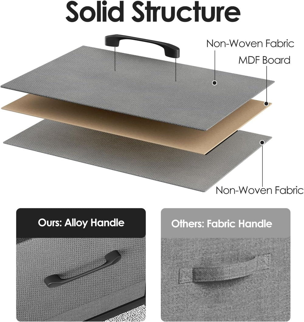 Memobarco Nightstand with 3 Fabric Drawers, Storage Dresser, Gray | Storage D...
