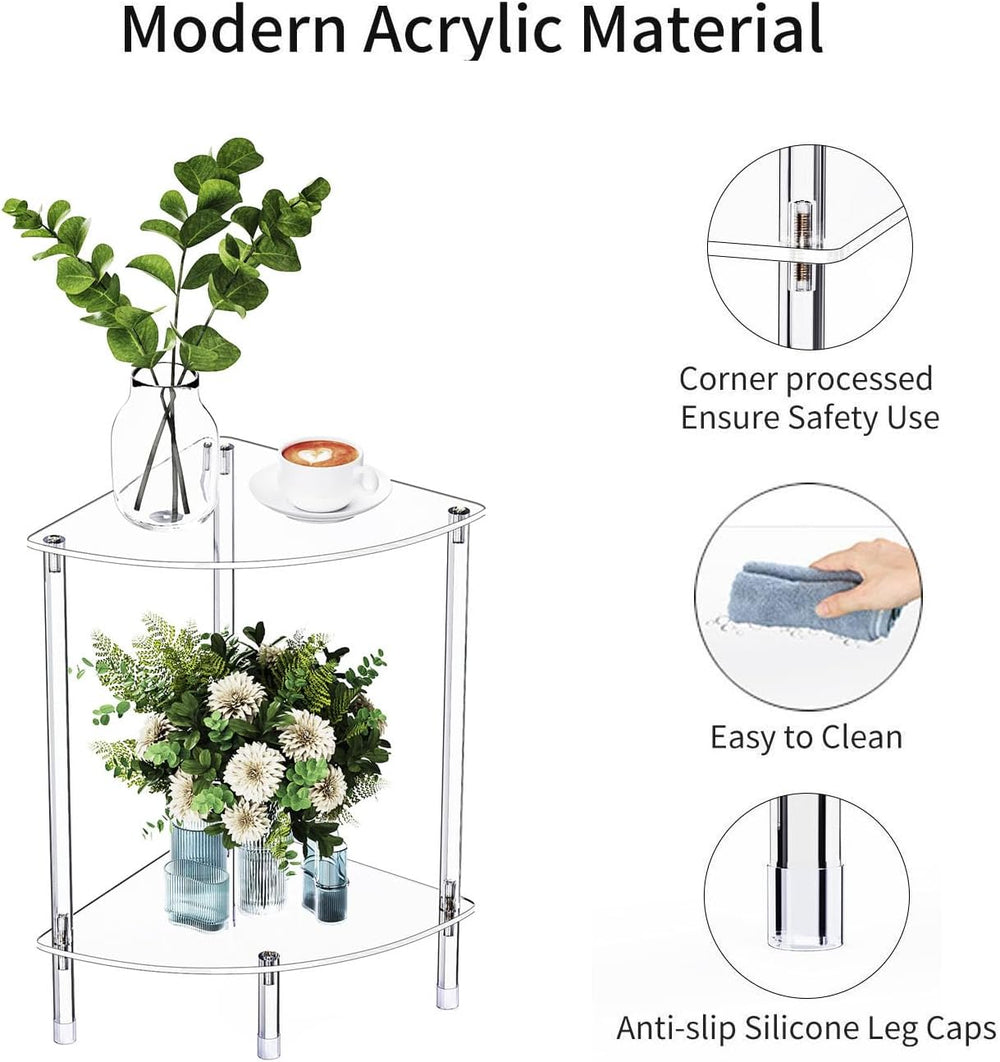 Clear Triangle Acrylic Side Table for Small Space, 11.81" L x 11.81&quot...