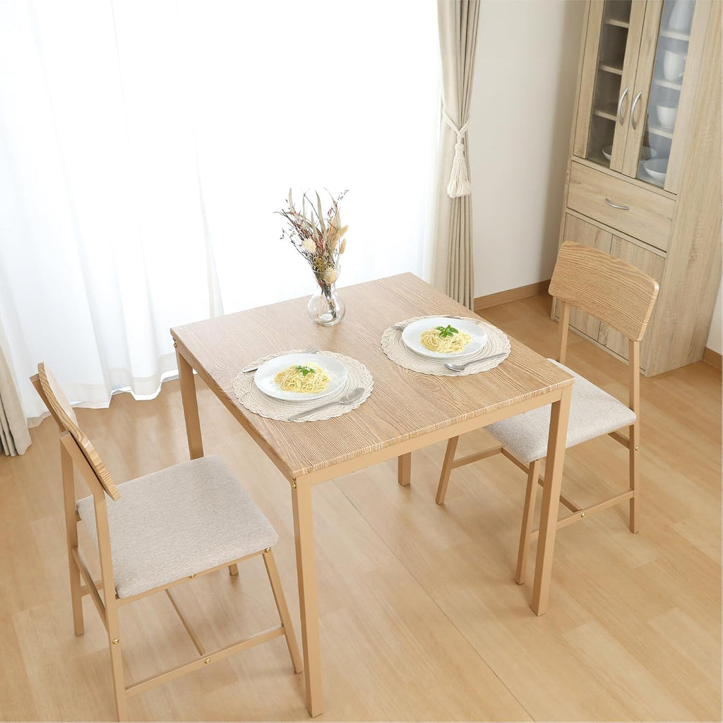 不二貿易(Fujiboeki) Fuji Boeki 52359 Dining Table for 2 People, 3-Piece Set, Wooden, Width 27.6 x Depth 27.6 x Height 28.3 inches (70 x 70 x 72 cm), Beige