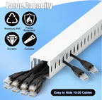 66in(4X L16.5in) Professional Server Rack Cable Management Raceway, H1.4in x W1.6in Cable Raceway Kit, Electrically Safe PVC Open Slot Wire Raceway for Under Desk/Computer/Network Cords, White