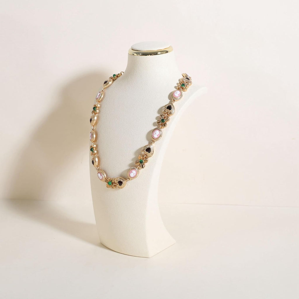 velvet necklace display stand, necklace display holder for selling, bust jewelry display, necklace mannequin display stand【Cream-Medium】
