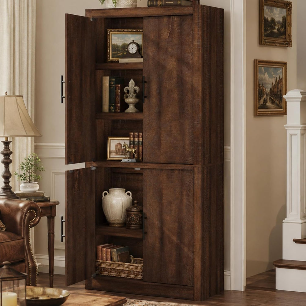 Garvee Tall Farmhouse Pantry Cabinet with Adjustable Shelves, 70.4" Kitc...