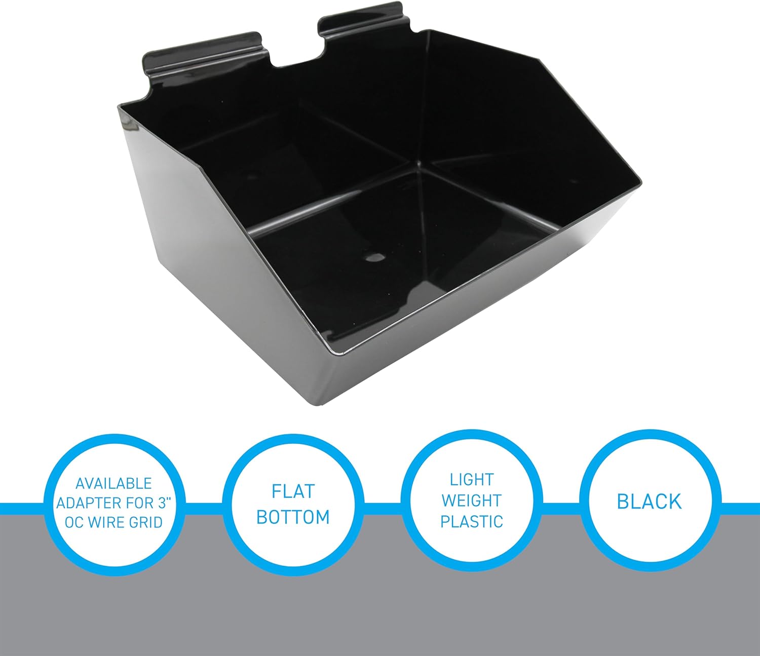 SSWBasics 12 x 5 ½ x 9 ½ inch Black Plastic Dump Bin - For Slatwall - Set of 2 - Perfect for Retail, Convenience Store, Salon, and Home Use For Storage and Organizing