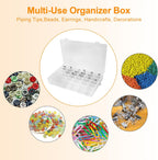 2 Pack Piping Tip Organizer Box, 36 Grids Storage Container with Adjustable Dividers, Made with Clear Plastics, Compartment Container for Cake Decorating Tools, Baking Tools, Jewelry, Beads and Crafts
