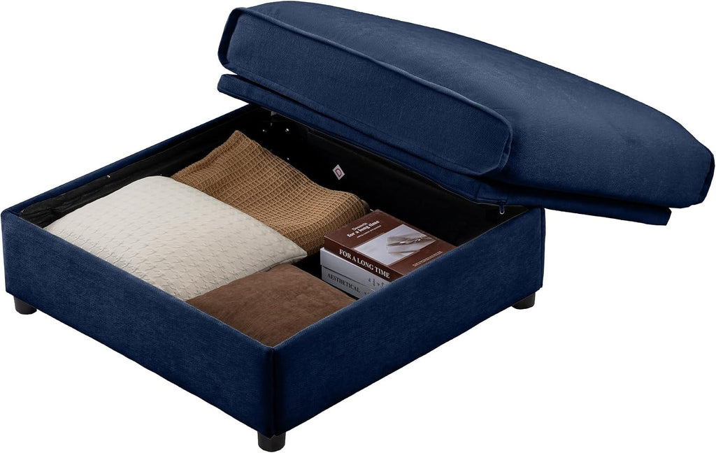 Movable Storage Ottoman for Modular Sectional Sofa, Modern Oversized Upholstered Couch for Living Room Bedroom Office Apartment, White