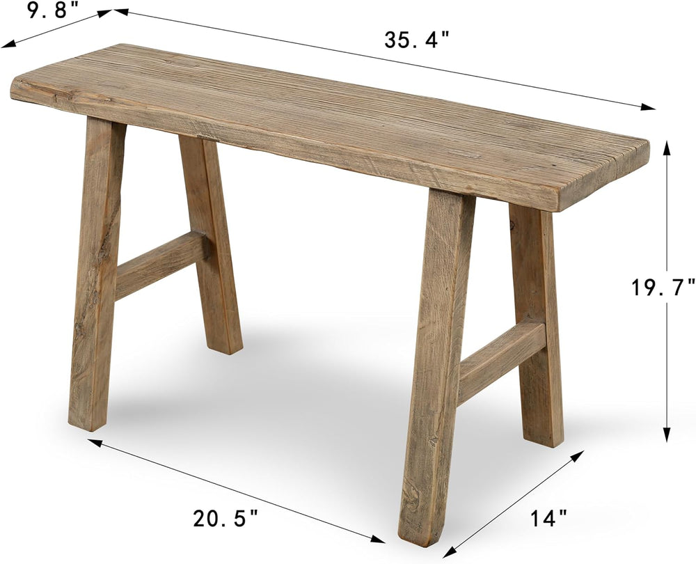 Artissance 35" Long 10" Wide Elmwood Bench, Natural Wood