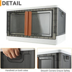 Storage Boxes, Extra Large Cabinet with Lids, 19 Gallon(72L) Capacity (Each One), 4 Packs, Useful Box with Door and Buckles, Foldable, Transparent, Excellent Home Organizers