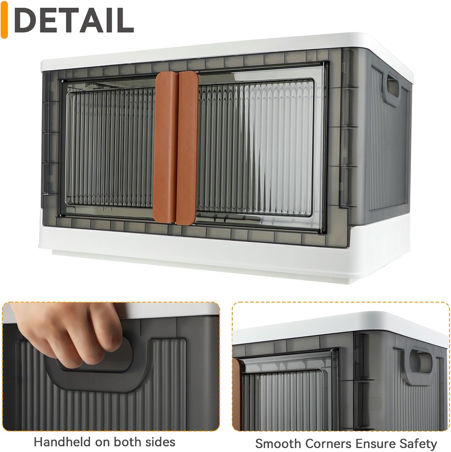 Storage Boxes, Extra Large Cabinet with Lids, 19 Gallon(72L) Capacity (Each One), 4 Packs, Useful Box with Door and Buckles, Foldable, Transparent, Excellent Home Organizers