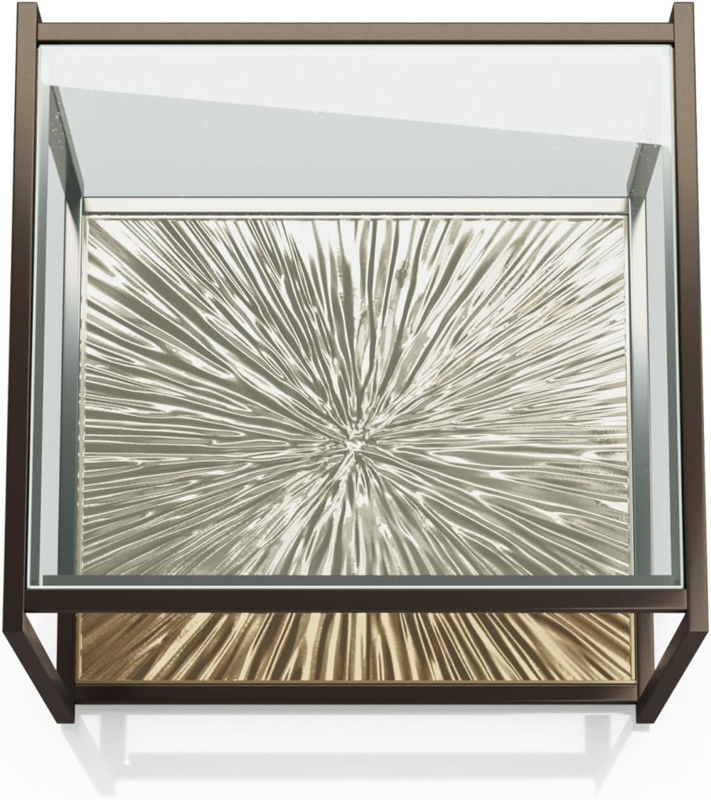 24/7 Shop at Home Aureum Modern 24-inch 1-Shelf Glass Top End Table with Sunb...
