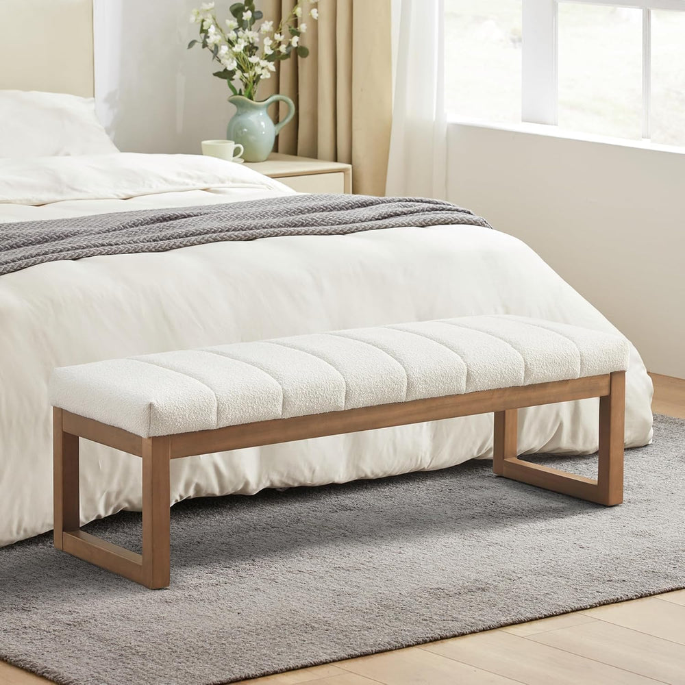 Zihanhome 52.7" Bedroom Bench for End of Bed, Modern Upholstered Teddy F...