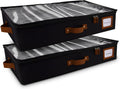 HOMELUX THEORY 2pc Under Bed Storage Containers, Bedroom Under the Bed Drawer Storage Organizer with Bins and Lids, Medium Underbed Clothes Storage Box Ideal for Blanket, Fabric, & Shoes (Black)