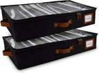 HOMELUX THEORY 2pc Under Bed Storage Containers, Bedroom Under the Bed Drawer Storage Organizer with Bins and Lids, Medium Underbed Clothes Storage Box Ideal for Blanket, Fabric, & Shoes (Black)