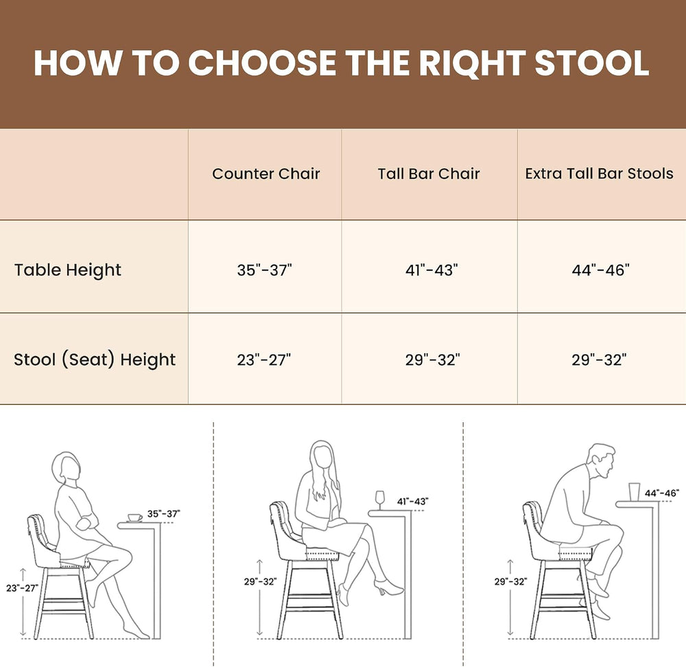 Swivel Bar Stools Set of 2, 26" Counter Height, Grey