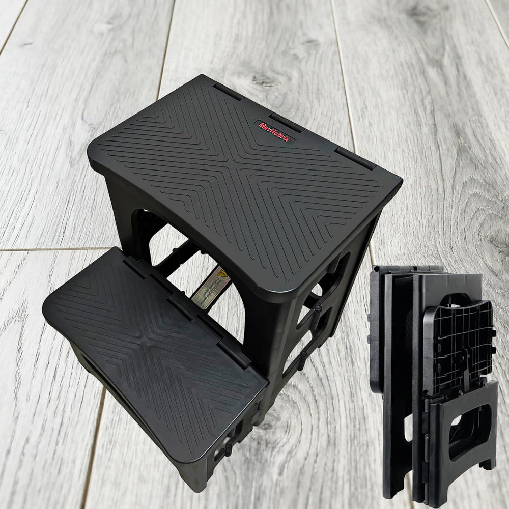 2-Step Folding Stool Ladder,Non-Slip Portable Collapsible Step Stool for Kitc...